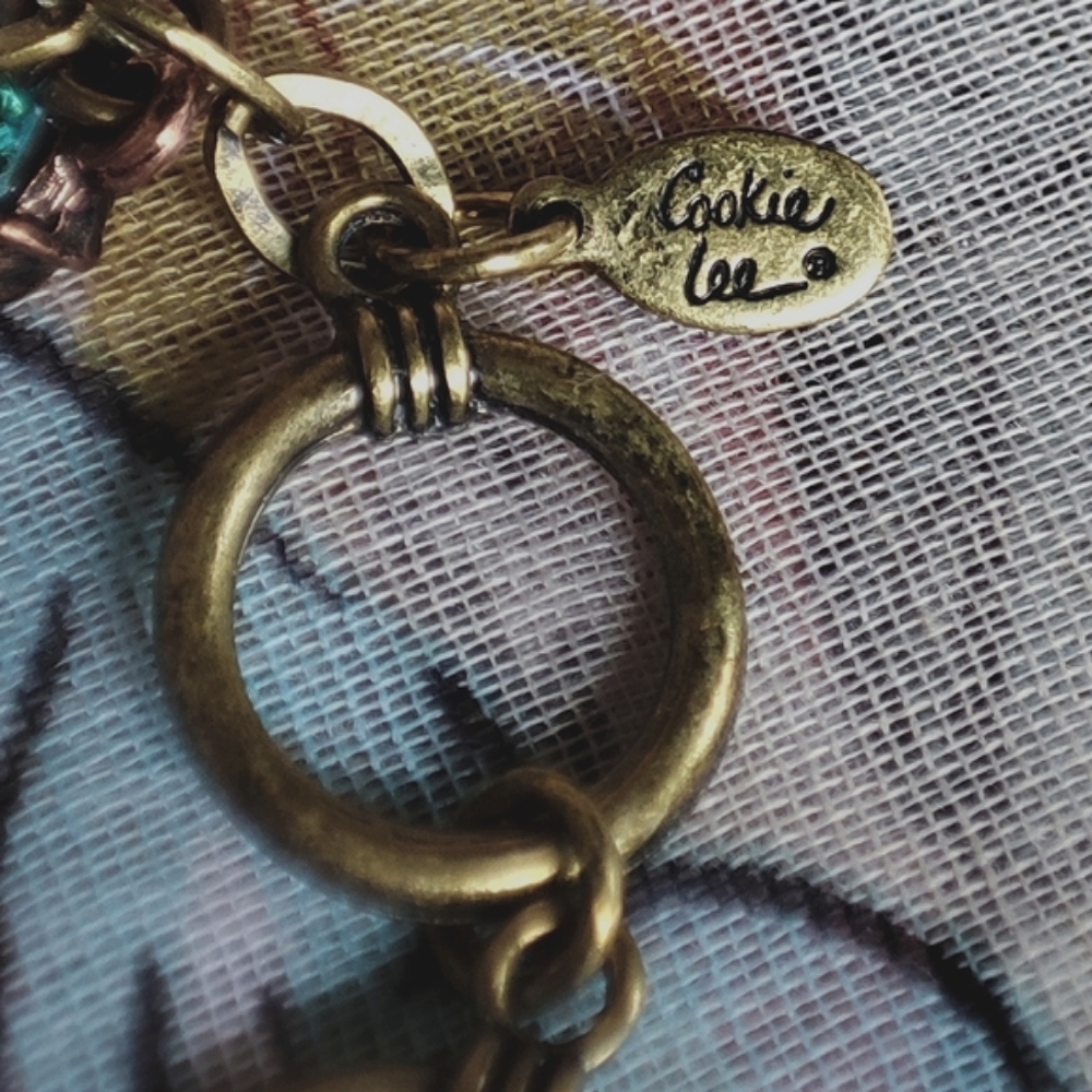 Cookie Lee Brass Copper Seashell Marine Life Rhinestones Starfish Bracelet - Picture 7 of 11